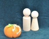 Waldorf Family of 2 eco friendly Wooden pocket doll/ gnomes - halloween Toy, home Decoration, party favors, beige white, statteam