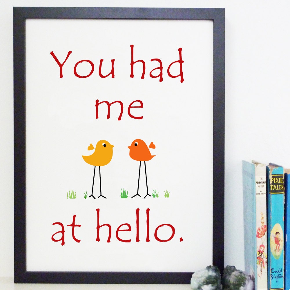 You Had Me At Hello - Jerry Maguire Movie Quote Typography Art Poster Print 12x16