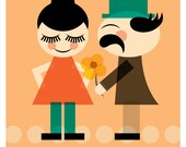 Courtship and Love in Summer - English Mid Century Inspired Couple