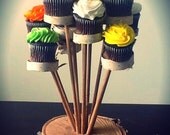 Rustic Wood Cupcake Stand Custom Birch Tree Slice Wedding Party Event Cabin Decor Display Desserts Natural Tree Branch Log
