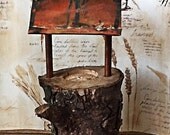 Copper Wishing Well Candle Holder Rustic Home Decor industrial Cabin tea light candle holder.