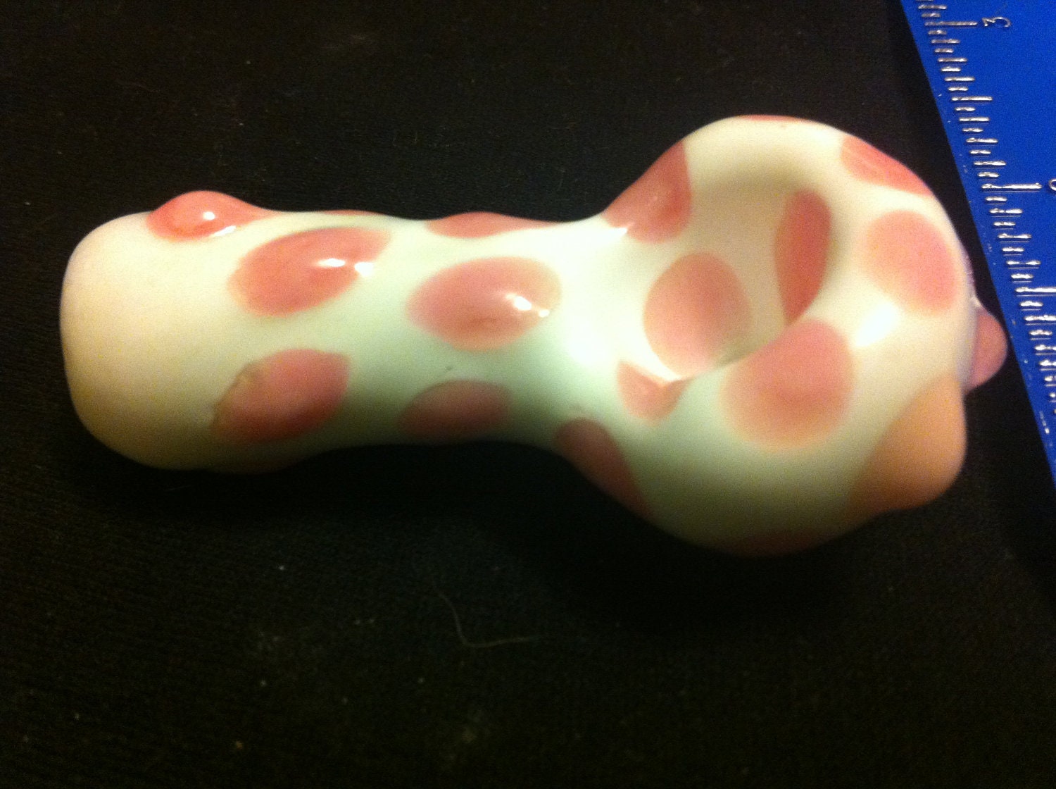 PINK and white american made glass pipe made with white glass