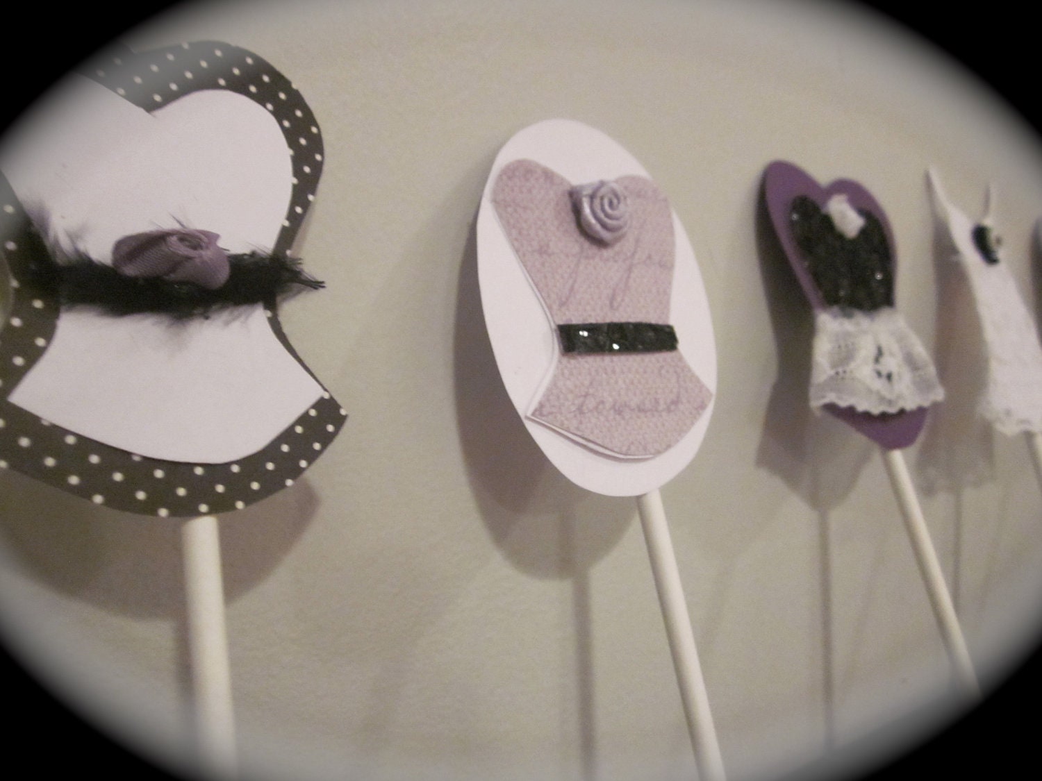 Bachelorette party cupcake toppers corset lingerie heart lips and high heel MIX and MATCH set of 12 purple black and white