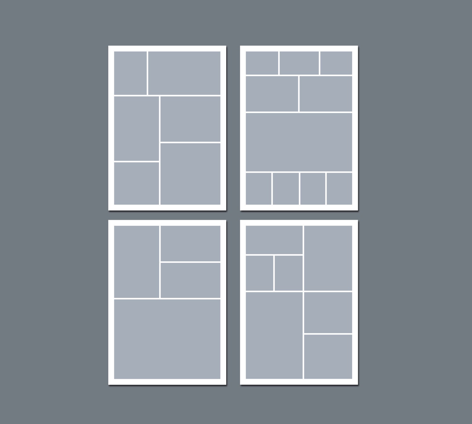 Photo Collage Template, Digital Template, Digital Collage - 5 x 7 - Template Pack - No.6