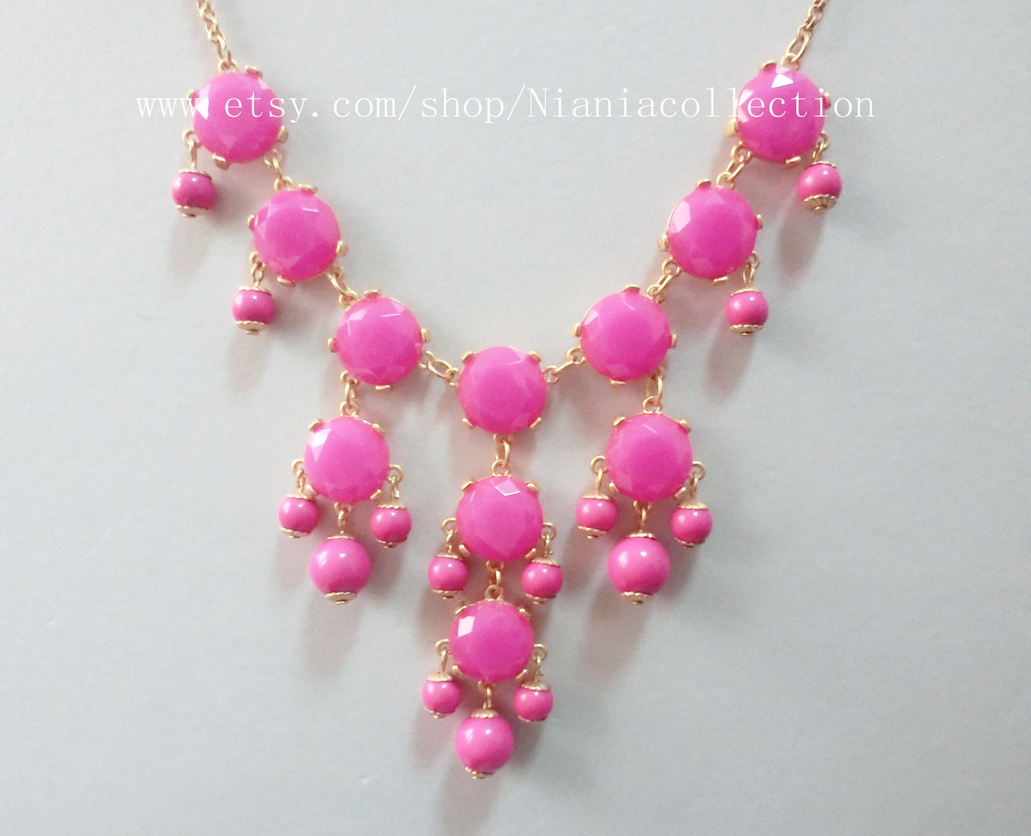 MINI 16mm  Hot Pink section Bubble Statement Necklace fushia