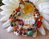Boho chic, Bohemian, Hippie chic, Beachy -INDIAN SUMMER- 3 Strand  beaded bracelet