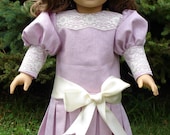 Titanic Era Lavender Linen Ivory Lace Dress fits American Girl Rebecca and other 18 inch dolls