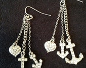 Anchor, Heart Chain Earrings