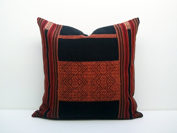 Hand Woven Cotton 16x16 inch Handmade Decorative pillow Covers, Tribal pillow, Vintage pillow, Unique pillow cover - ready to ship -