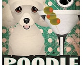 Poodle Drinking Dogs Original Art Poster Print - Personalized Dog Wall Art -11x14- Customize with Your Dog's Name - Dogs Incorporated