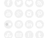 16 Piece Gray Blog / Web Button Set: Social Media Buttons to Help Your Corner of the Web Look More Unique
