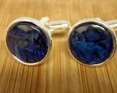 New Zealand Blue Paua Shell Merced Cuff Links / 1 Pair / Groom / Groomsmen / Best Man Gift Cufflinks