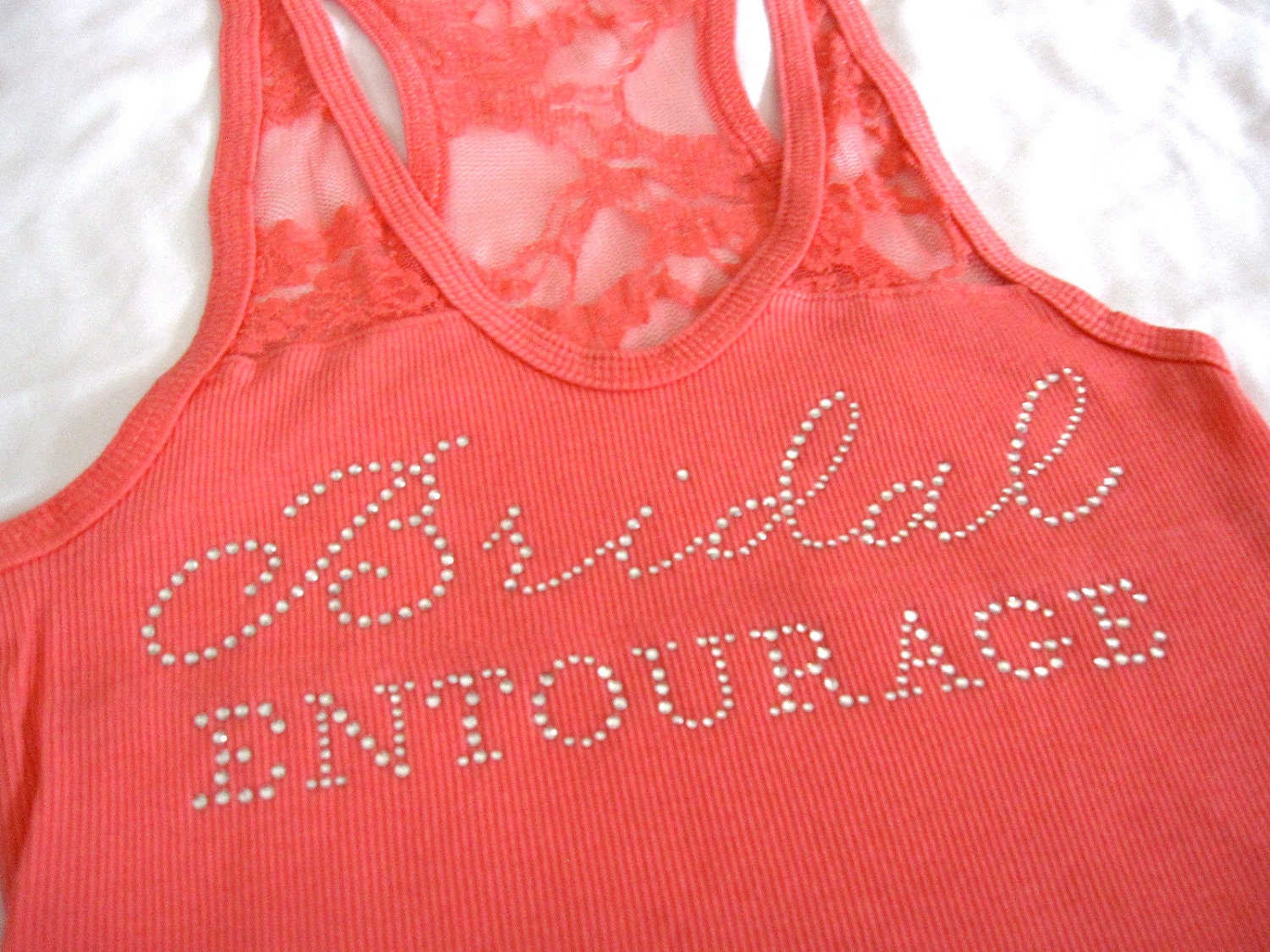 Jessica - EXPRESS 6 Bridal Entourage Tank Top Shirt. Half Lace. Team Bride, Bridesmaid.