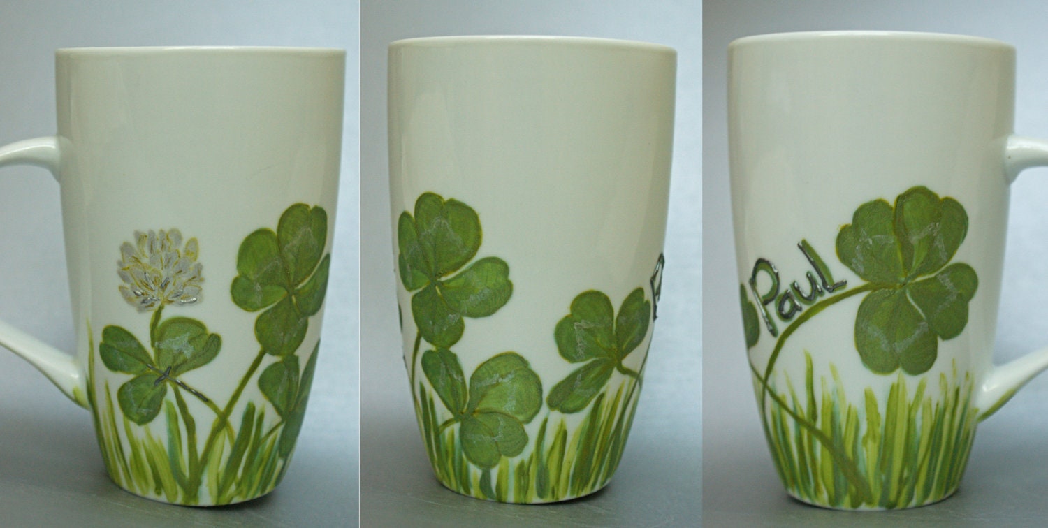 Hand painted Lucky Clover Cup