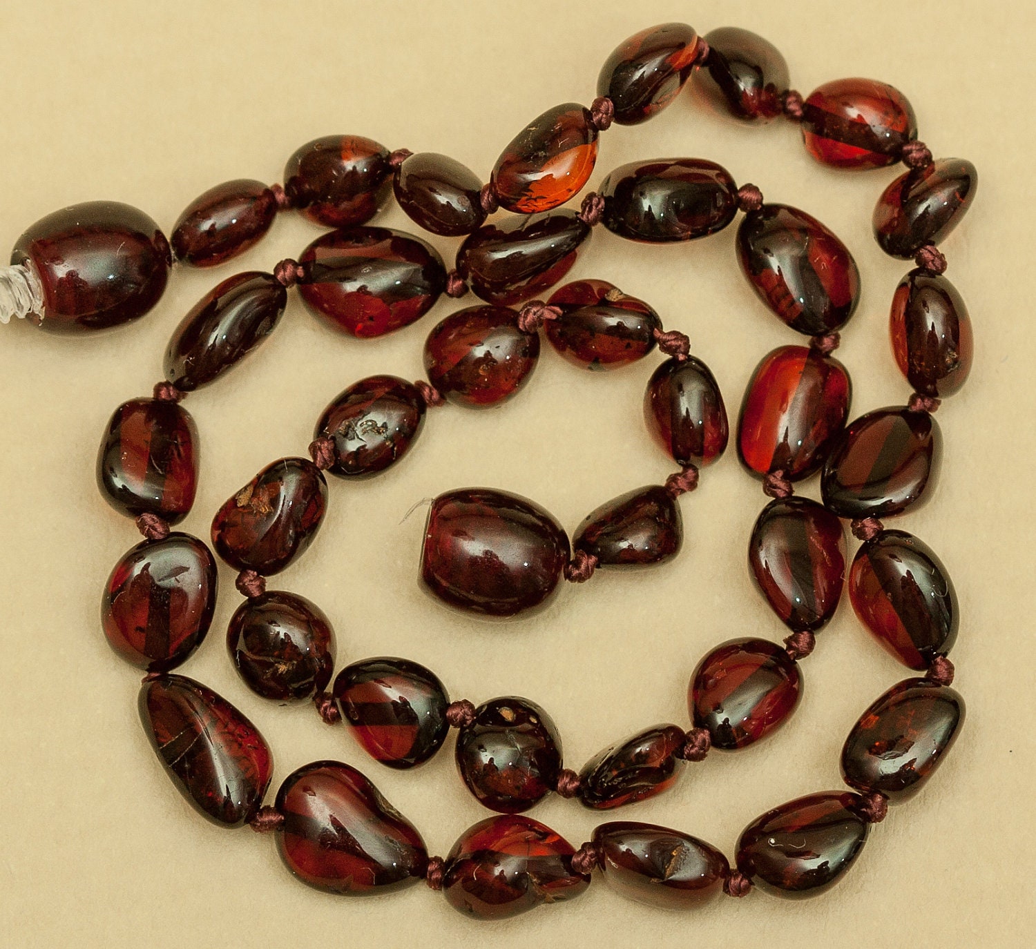 Polished Baltic Amber teething necklace for baby