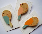 Wooden Bird Brooch - Fieldfare