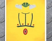 Poster 11"x17" - Laser print of my original painting, vintage anime, cartoon, manga inspired. Jeeg Steel Robot in minimal style