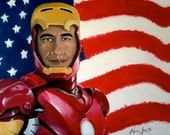 Original painting, Ironman Avengers inspired, with the president Barack Obama as Tony Stark. Vote 2012