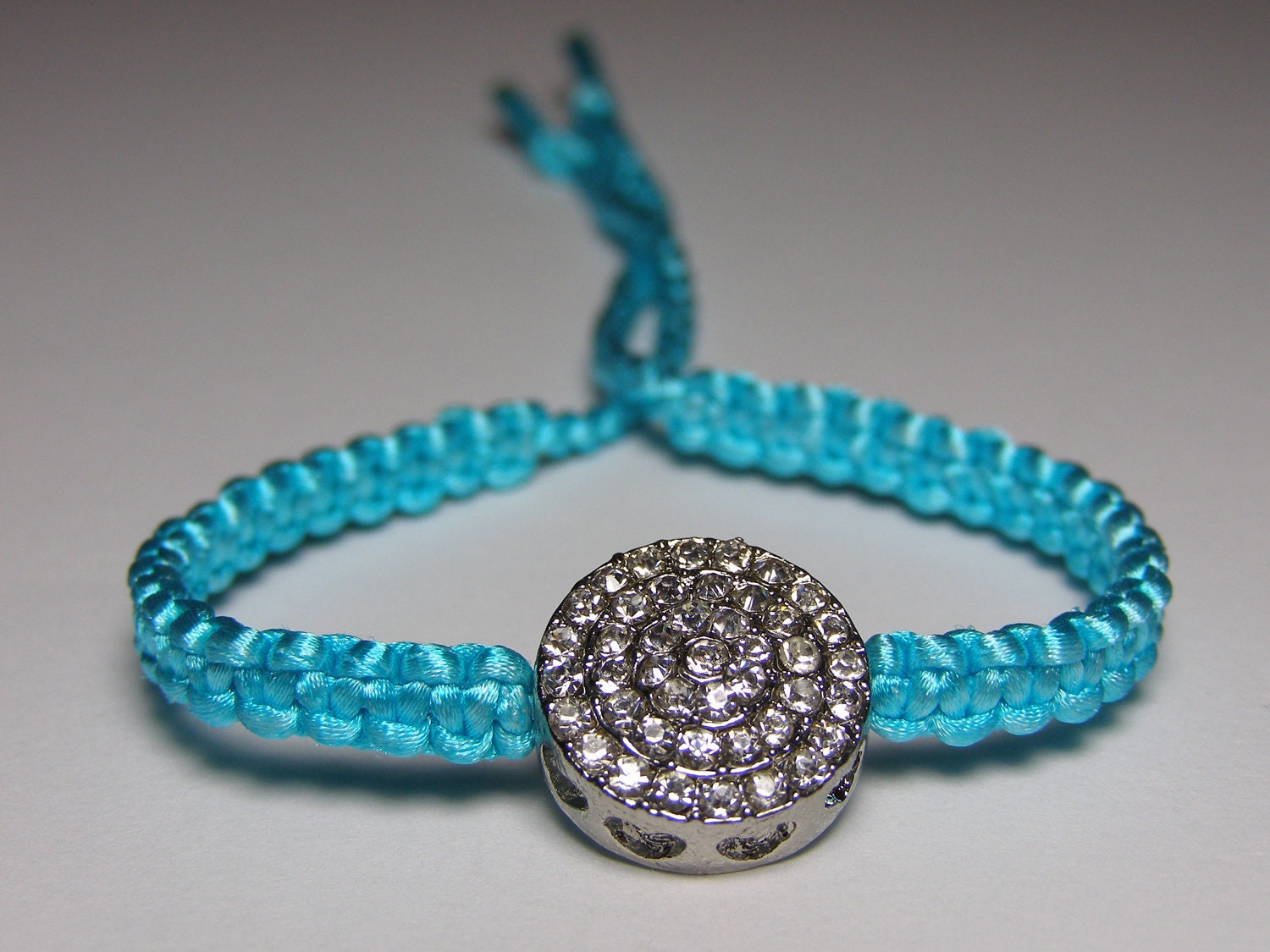 Aqua marine bracelet with rhinestones