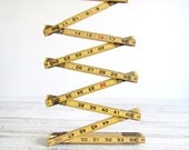 Vintage Lufkin 96" Wood Tape Measurer / Ruler - Yellow