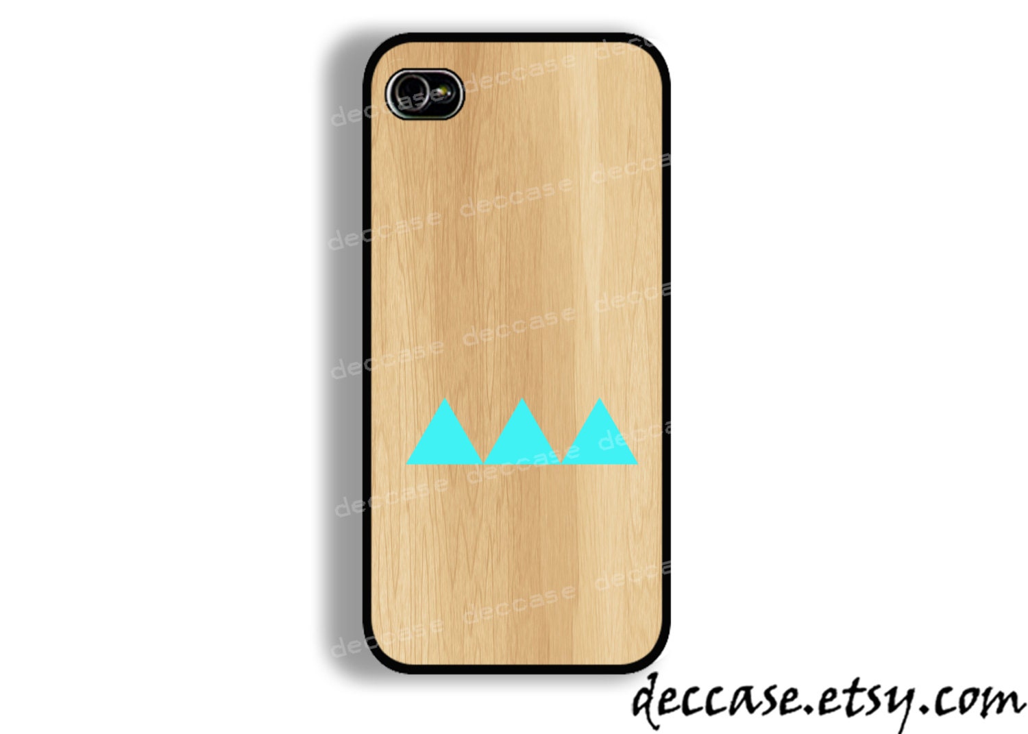 IPHONE 5 CASE wood with three mint geometric TRIANGLE Native tribal iPhone 4 case iPhone 4S case iPhone case Hard Plastic Case