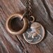 Solid Bronze Pegasus Necklace and Ancient Greek Coin Athena Antique African Copper Ring Rustic Boho Double Sided