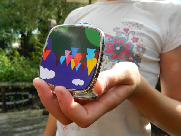 Compact Mirror Tree Landscape Design / Handbag Mirror / Pocket Mirror