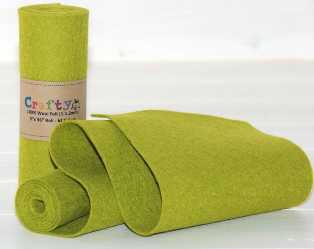 100% Wool Felt Roll - 5" x 36" Wool Felt Roll - Wool Felt Color Kiwi-3 - European Wool Felt