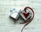 Wedding decor, wedding favors, home decor - burgundy heart ornaments like cookies