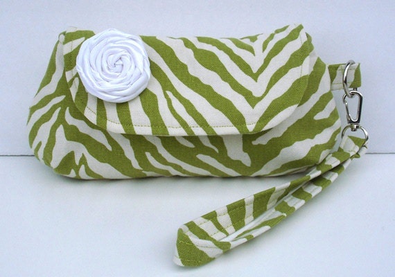 Green and Cream clutch - Ready to ship