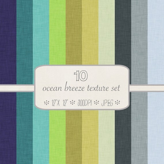 Textured Digital Paper Pack // Ocean Breeze // 10 pieces // jpeg files // 300 DPI // Instant Download Il_570xn