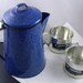 Blue Enamel Coffeepot with Cups - Reserved for Liz