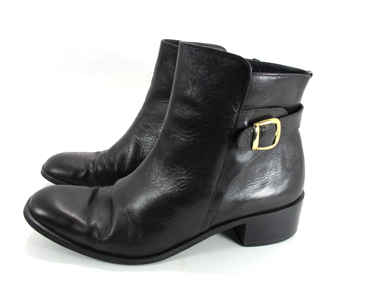 Vintage Slip On Goth Beetle Boot with Buckle 1990s Ladies size 10 US