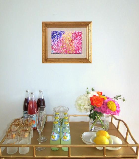Banff Cascades Garden Abstract Acrylic Painting Purple, Blue, Pinks and Gold