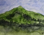 California Landscape Painting. Mt Tam (Marin County, California) Watercolor Painting, ACEO. California Plein Air Art. "Mt Tam 1"