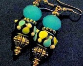 Aqua blue green and silver Earrings