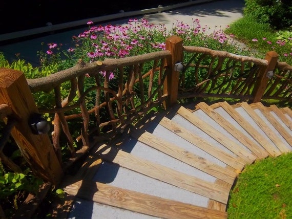 Rustic Outdoor Railing Rails Garden Porch Decor Log Cabin Furniture by Jason Wade
