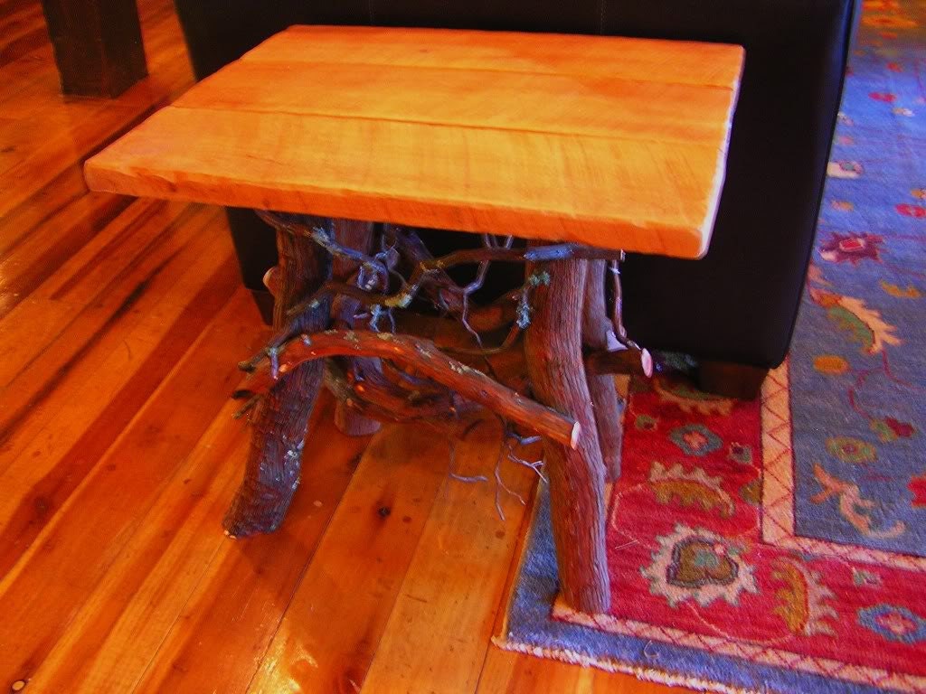 Rustic Handmade Cherry and Laurel End Side Table 22x22 Log Cabin Furniture by J. Wade Free Shipping