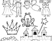 Fairy Tale Blackline Clipart Set