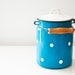 Vintage Enamel Milk Can - blue polka dot