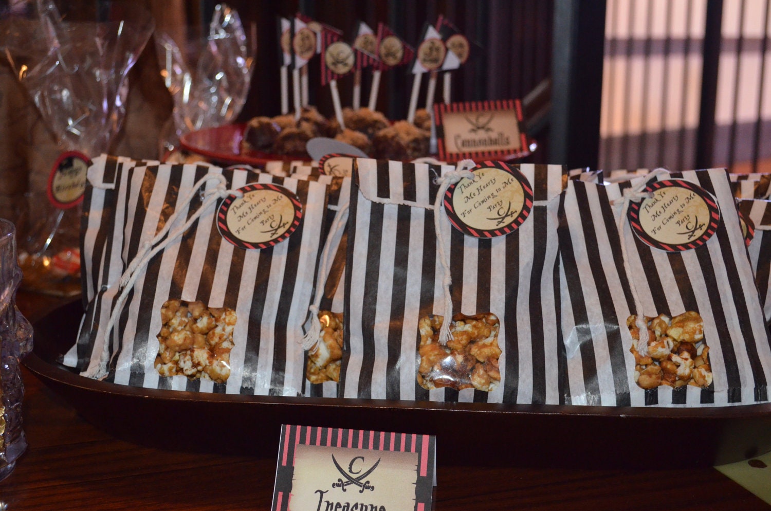 Striped Favor Bags with Window  and FREE Thank You Printable Tags