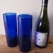 Upcycled Skyy Vodka Bottle Tumblers Drinking Glasses Tall Cobalt Blue Set of 2