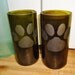 Recycled Wine Bottle Glasses with Hand Etched Paw Prints Set of 2