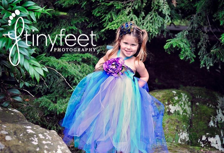 Flower Girl Dress, Peacock Tutu Dress, Outfit of Choice, Blue Tutu Dress, Purple Tutu Dress, Peacock Feathers, 3T, 4T, 5T