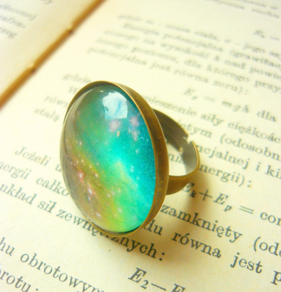 Retro Space, Galaxy Ring - Free Shipping - Made to order :)