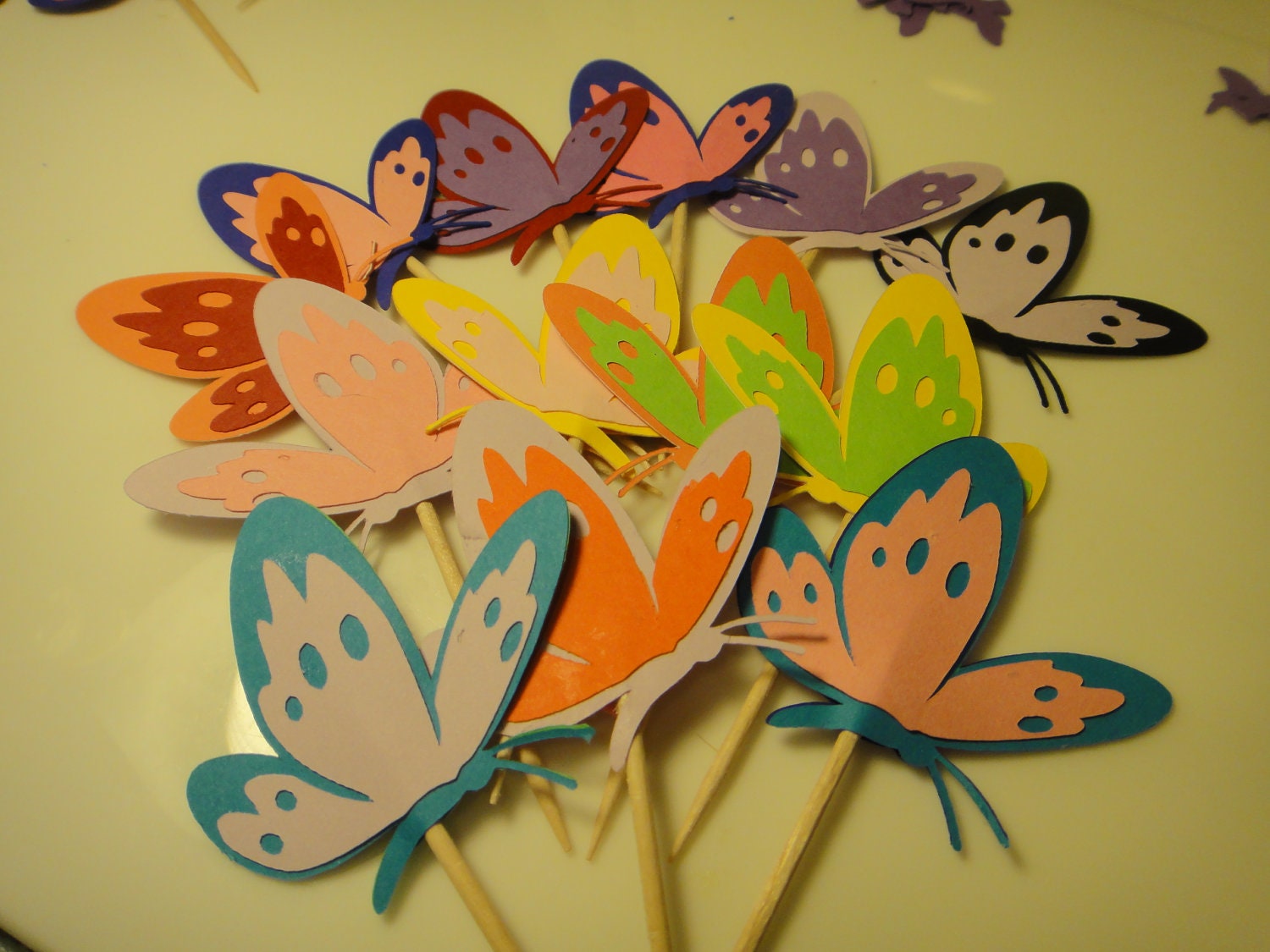 Butterflies Cupcake toppers or sandwich toppers, set of 12