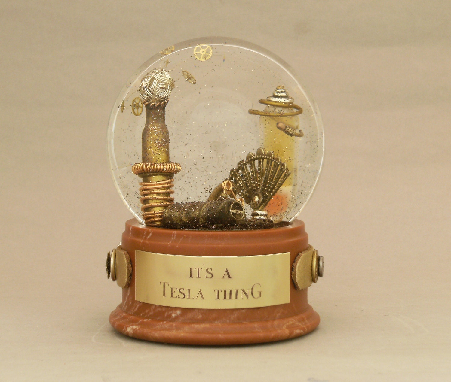 It's A Tesla Thing - One of a Kind Artisan Snow Globe with Artist Tribute to Nikola Tesla, visionary
