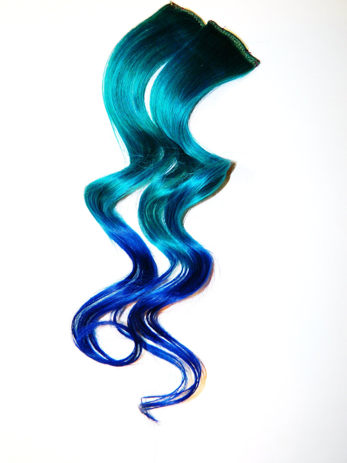 Mermaid Princess Human Hair Extensions, Ombre Hair Extensions, Clip in Hair Extensions,Teal Turquoise Blue