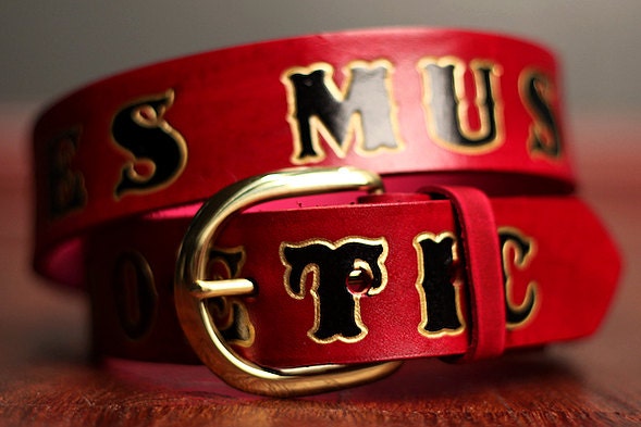 Custom Oxblood Leather Name Belt, Personalized With Anything