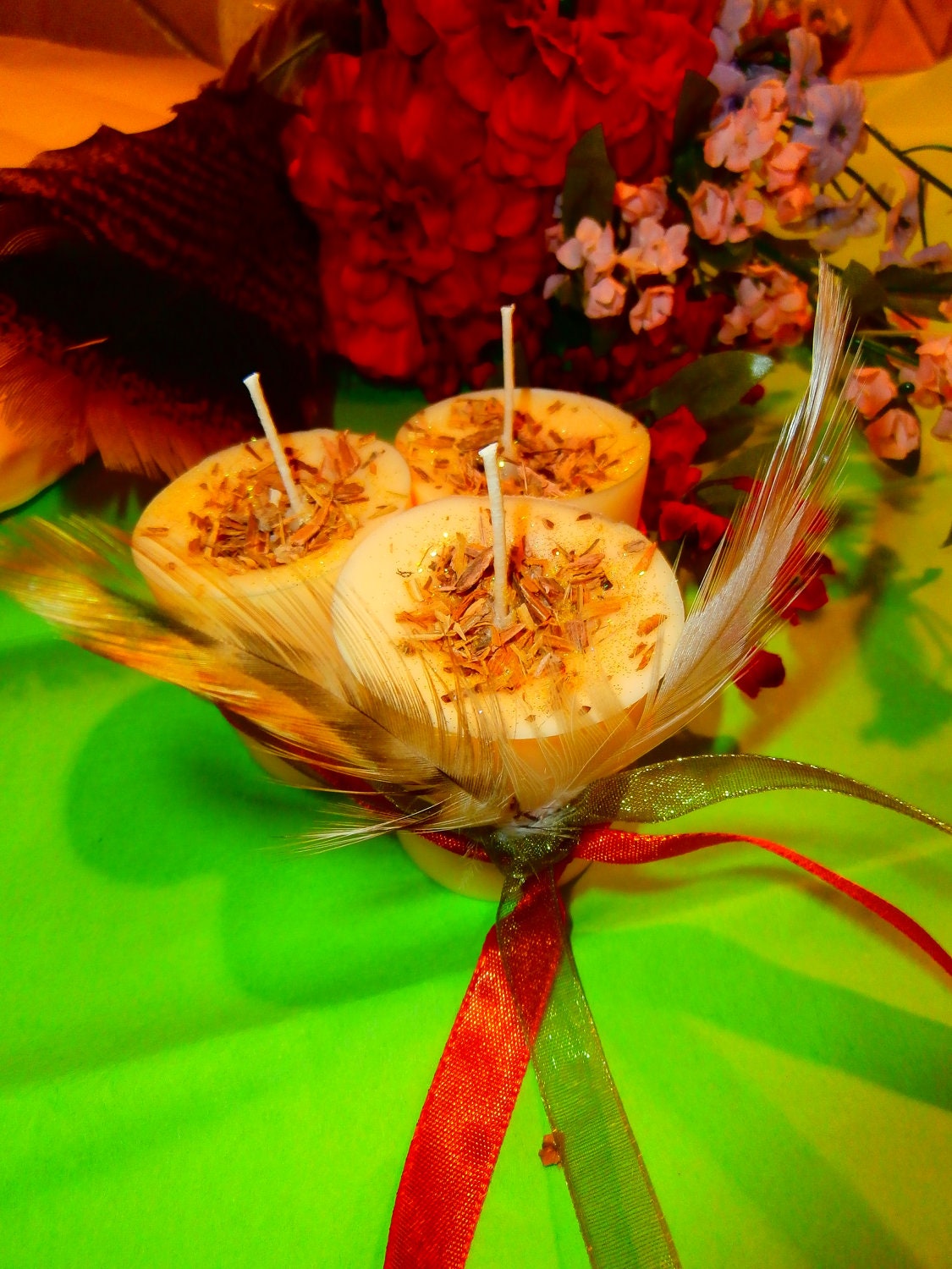 Apple..Oakmoss.. Witch Hazel..Willowbark..Mugwort Votive Candles- All Natural Soy Wax....